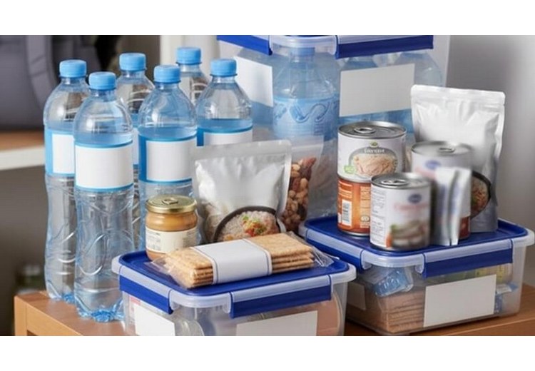 Chai nước cá nhân, đồ ăn nhẹ và hộp thuốc nhỏ trong túi tham quan